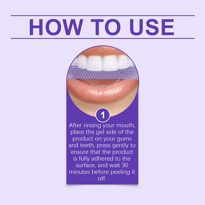 Purple Teeth Whitening Strips Lighten Yellow Tooth Brightener Remove Smoking Coffee Tea Stains Reduce Plaque Bleach Teeth Patch