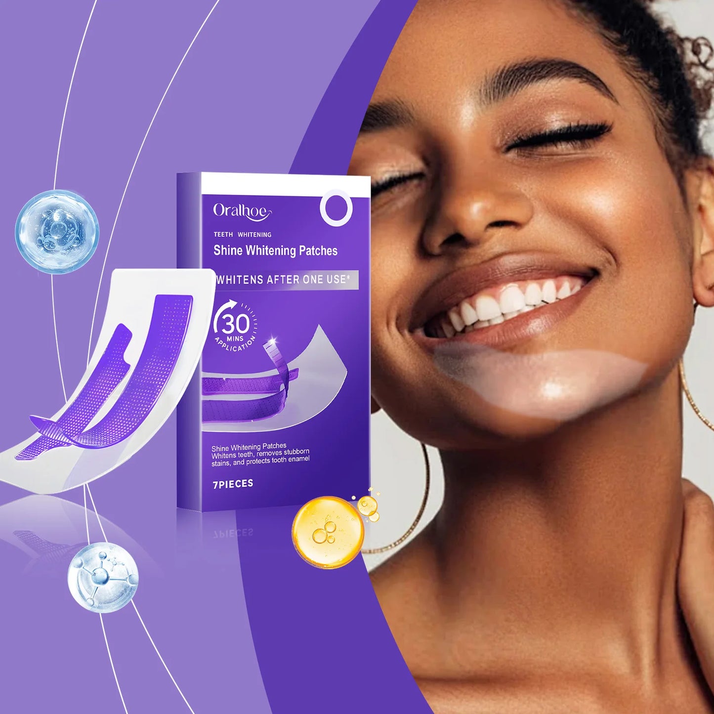 Purple Teeth Whitening Strips Lighten Yellow Tooth Brightener Remove Smoking Coffee Tea Stains Reduce Plaque Bleach Teeth Patch