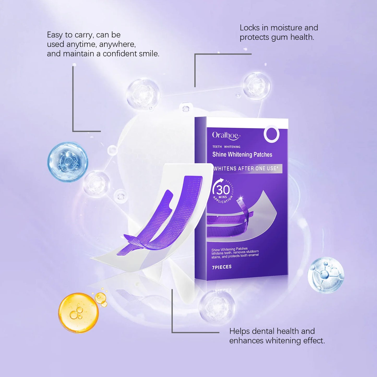 Purple Teeth Whitening Strips Lighten Yellow Tooth Brightener Remove Smoking Coffee Tea Stains Reduce Plaque Bleach Teeth Patch