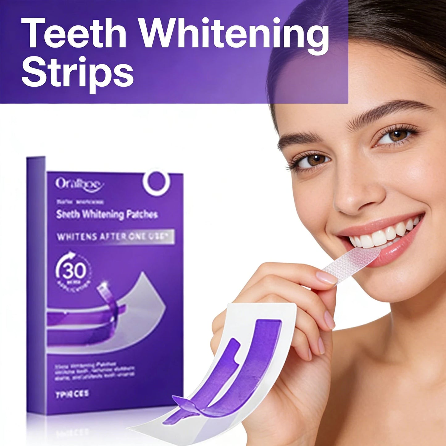 Purple Teeth Whitening Strips Lighten Yellow Tooth Brightener Remove Smoking Coffee Tea Stains Reduce Plaque Bleach Teeth Patch